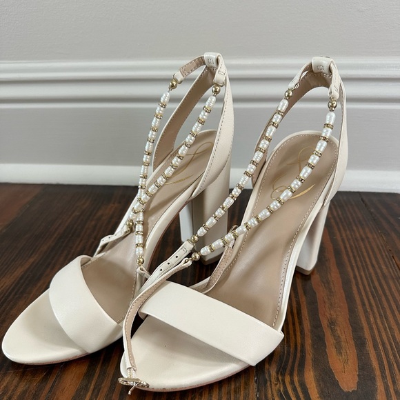 ⭐️NWT Sam Edelman Yanelli Ivory Leather Block Heels - Picture 4 of 10